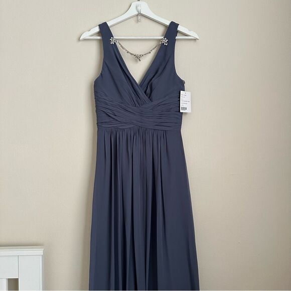 NWT Jenny Packham V Neckline Floor Length Chiffon Dress - Picture 2 of 11